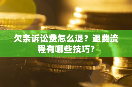 武汉欠条诉讼费怎么退？退费流程有哪些技巧？